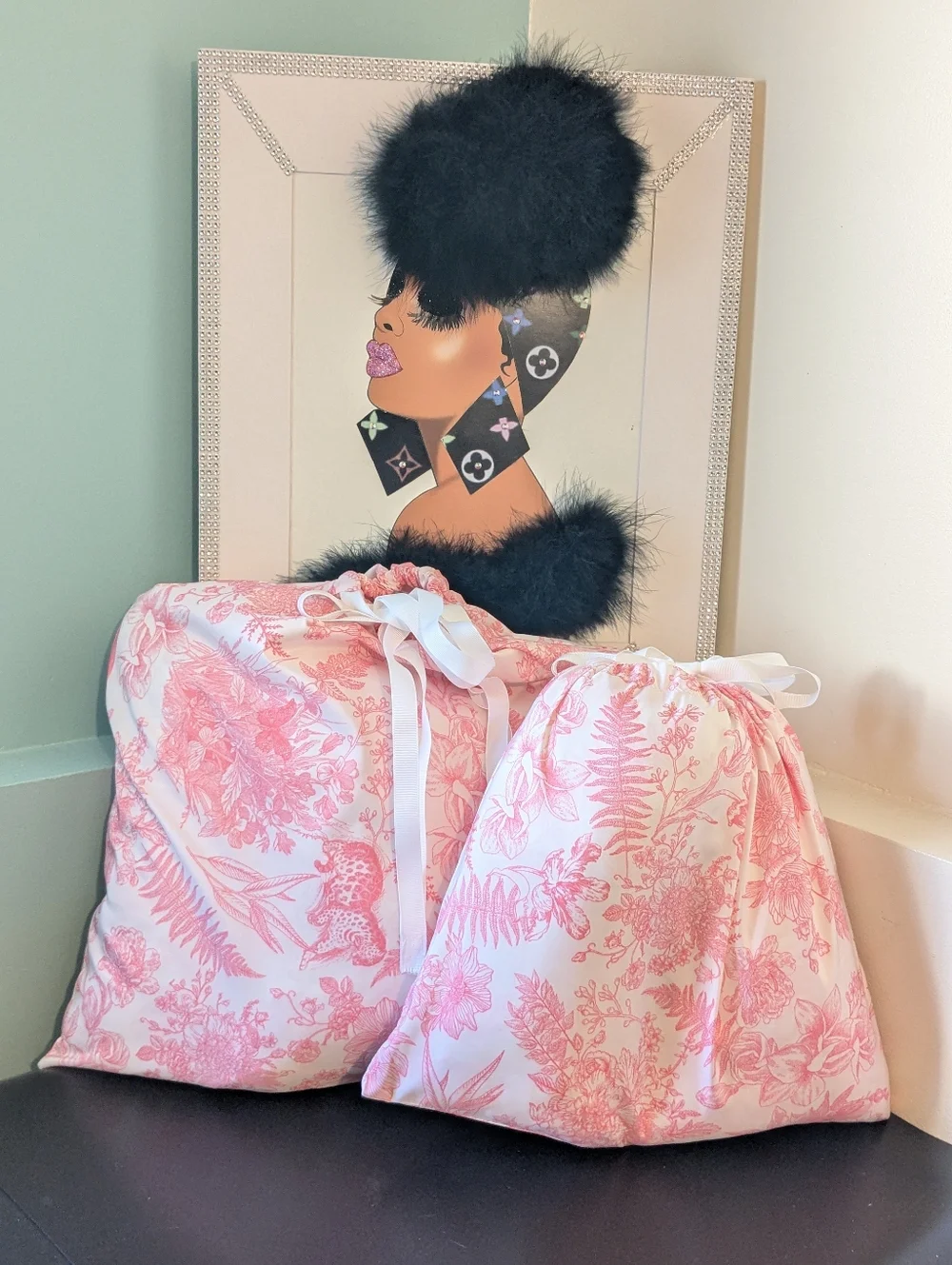 Matching Custom Handmade Dust Bag & Purse Pillow Combo Set Size Medium
